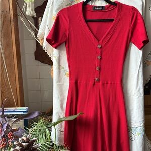 Reformation Red Midi Dress with Button Detail